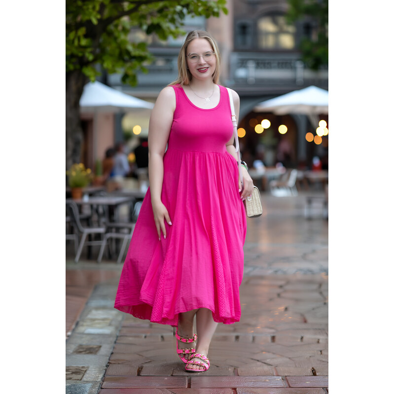 Italy fashion Letní šaty KATKA Barva: Růžová, Velikost: UNI: L-2XL 115741285