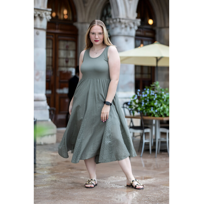 Italy fashion Letní šaty KATKA Barva: Khaki, Velikost: UNI: L