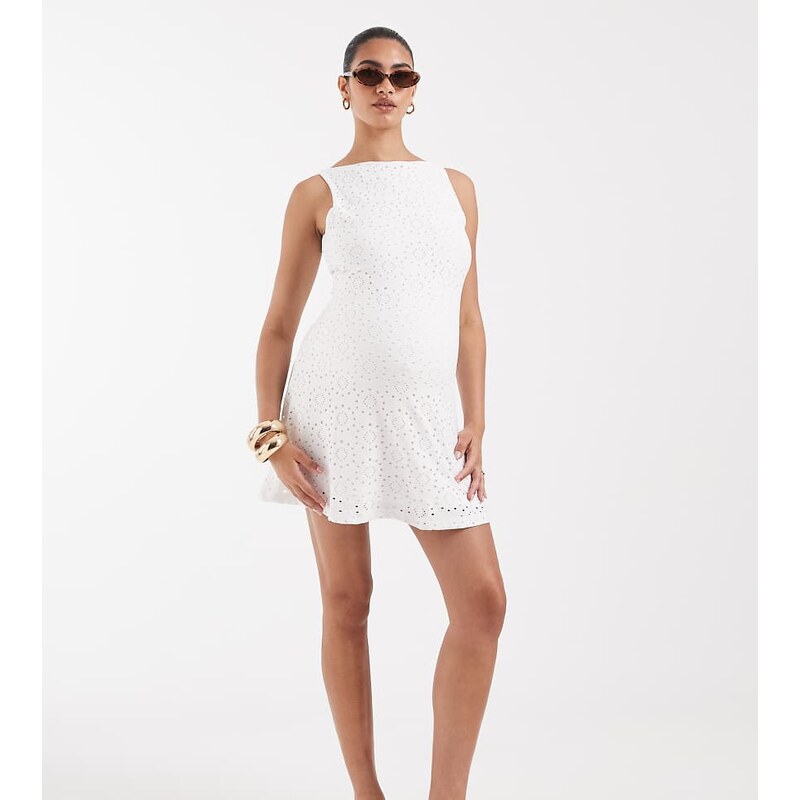 Vero Moda Maternity jersey floral broderie sleeveless mini dress in 115715799