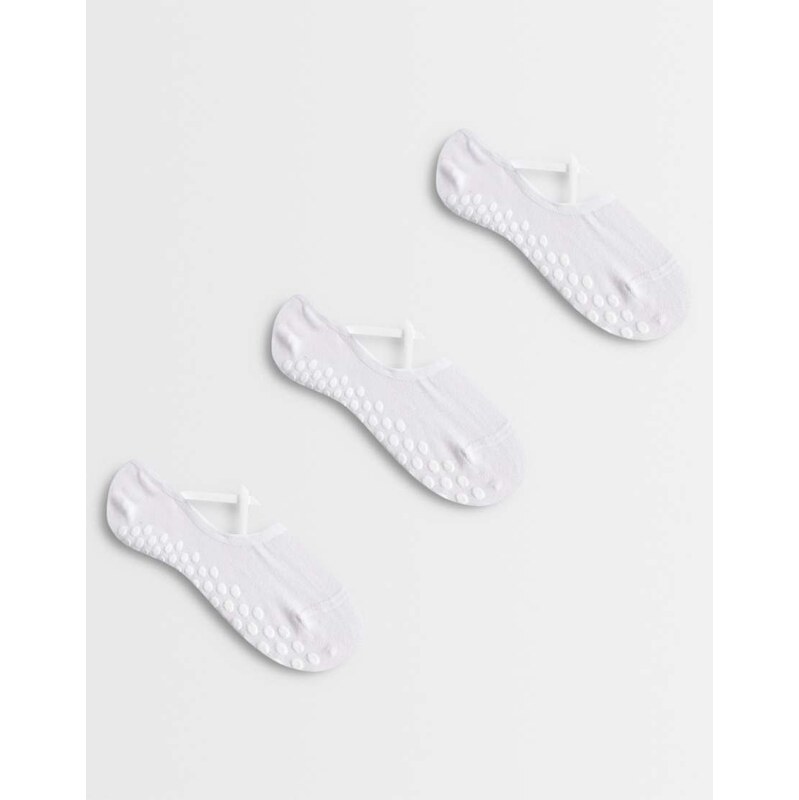 4505 Pilates 3 pack non slip grip socks with elastic straps in white 115715816