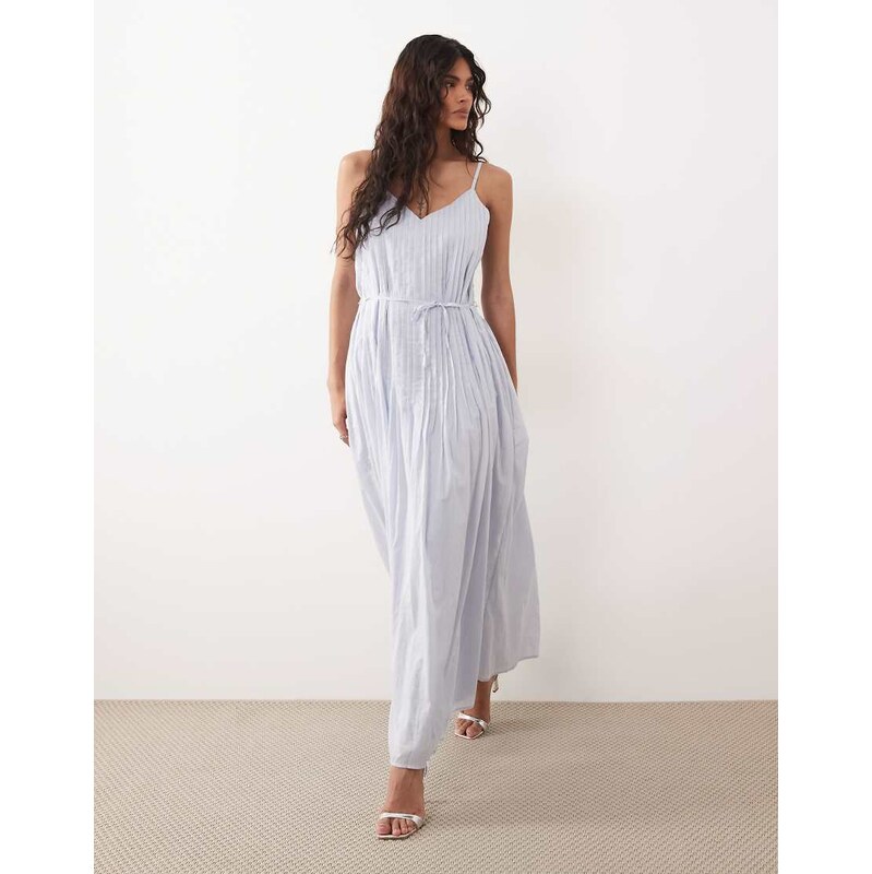 Gina Tricot pure cotton v neck strappy volume maxi dress in