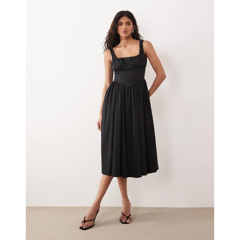 Gina Tricot corset midi dress in black 115716045