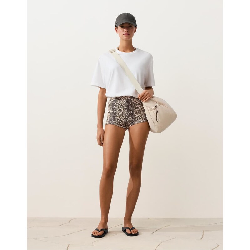 OYSHO Snake print high rise bikini shorts in black 115716206