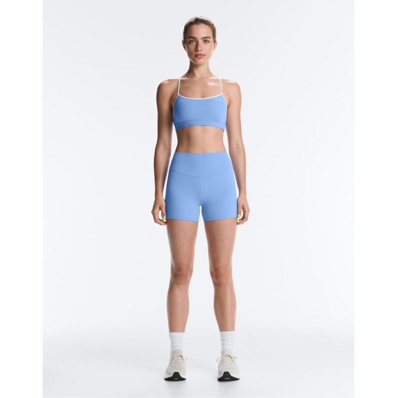 OYSHO Comfortlux high-rise 10cm hot pants in blue 115716207