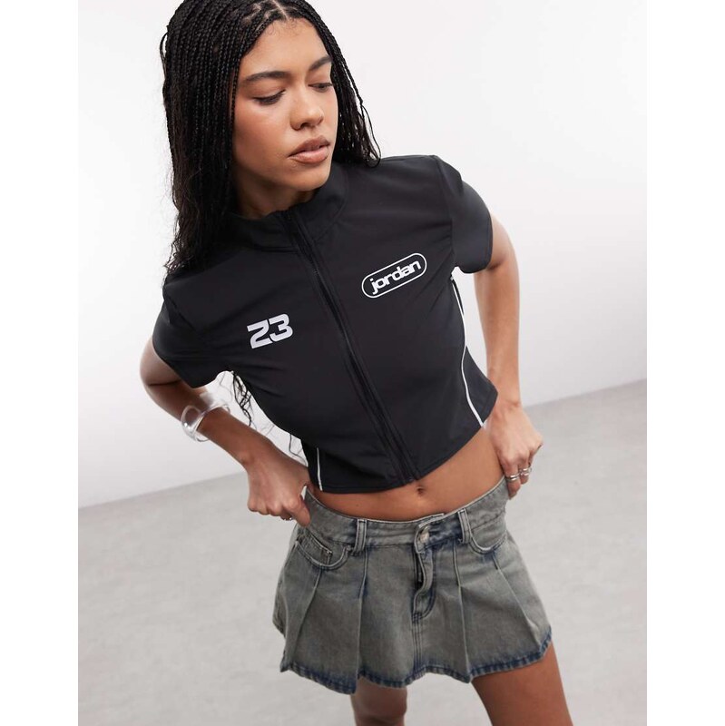 Jordan full zip t-shirt in black 115715543