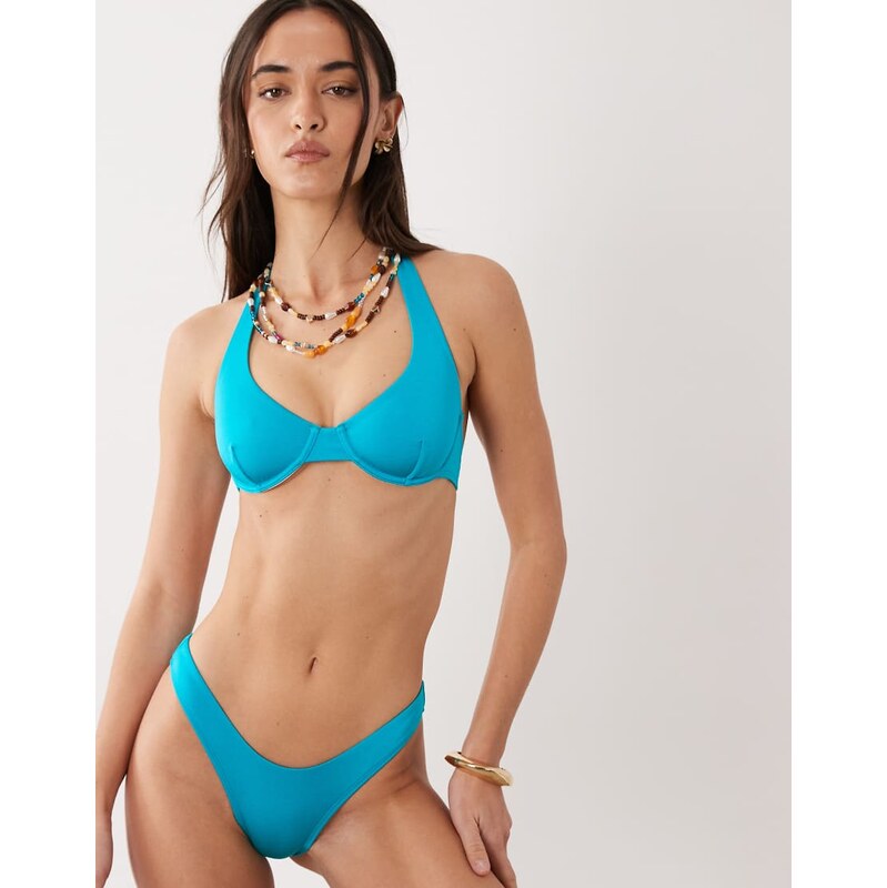 Free Society high leg bikini bottom in aqua-Blue 115715573