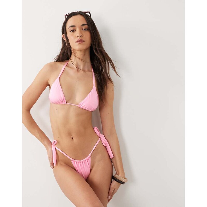 Free Society high leg bikini bottom in pink 115715569