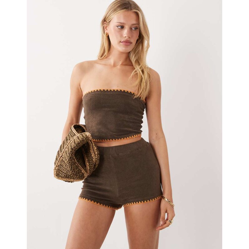 ASOS DESIGN Renee beach towelling short co ord with starfish