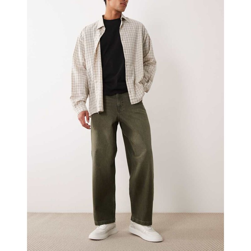 ASOS DESIGN loose straight jeans in khaki-Green