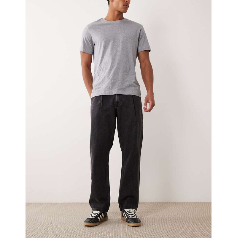 ASOS DESIGN straight jeans in washed black with pinstripe