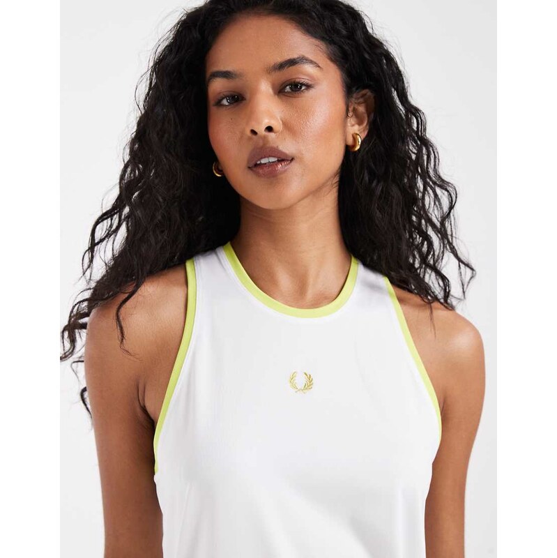 Fred Perry Tennis central logo vest top in white 115715647