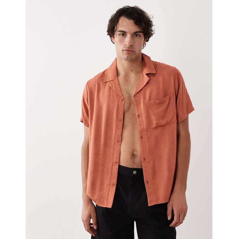 South Beach knit beach shirt in rust-Orange