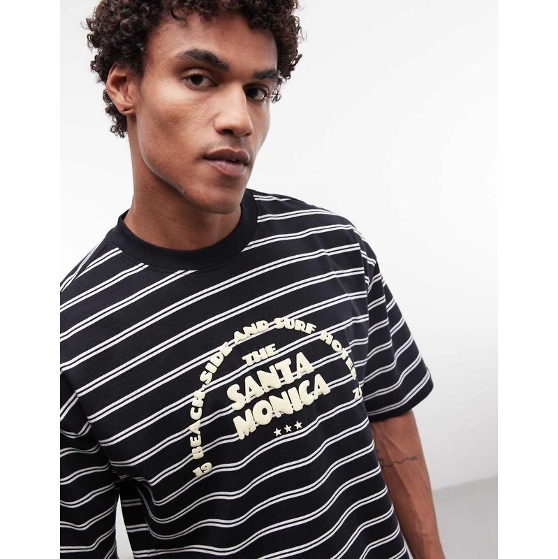 ASOS DESIGN boxy oversized t-shirt with puff print text in black