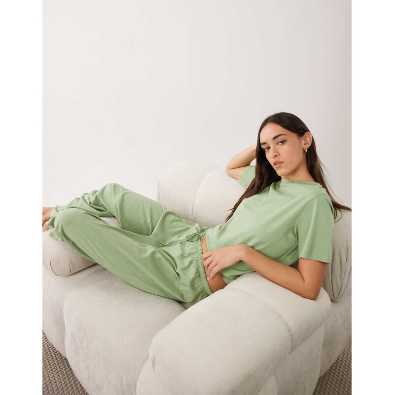ASOS DESIGN mix & match cotton pyjama trouser in pistachio green - 115715730