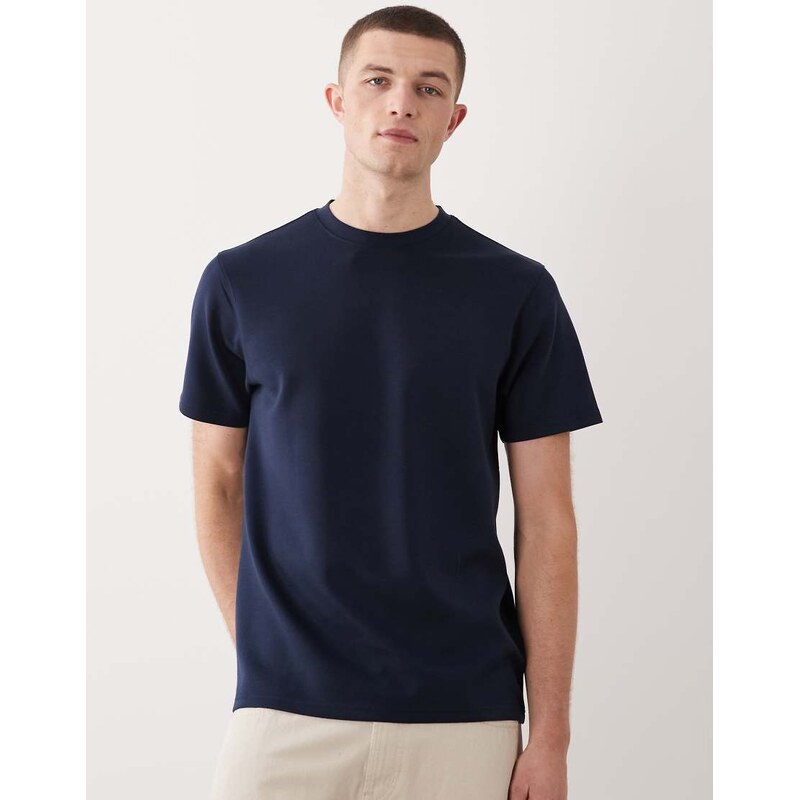 ASOS DESIGN luxe interlock regular fit t-shirt in navy