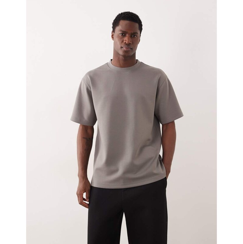 ASOS DESIGN luxe interlock relaxed t-shirt in grey