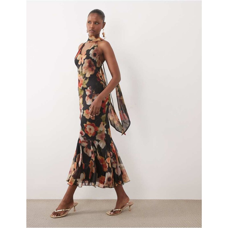 ASOS DESIGN bias plunge cami maxi dress with full godets and