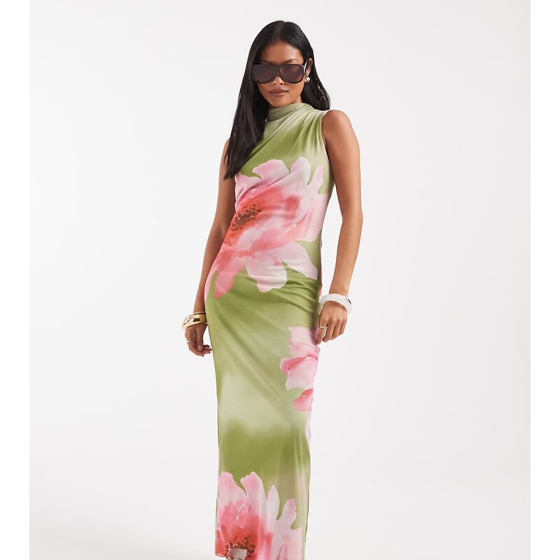 Vero Moda Petite sleeveless ruched detail maxi dress in large scale 115715803
