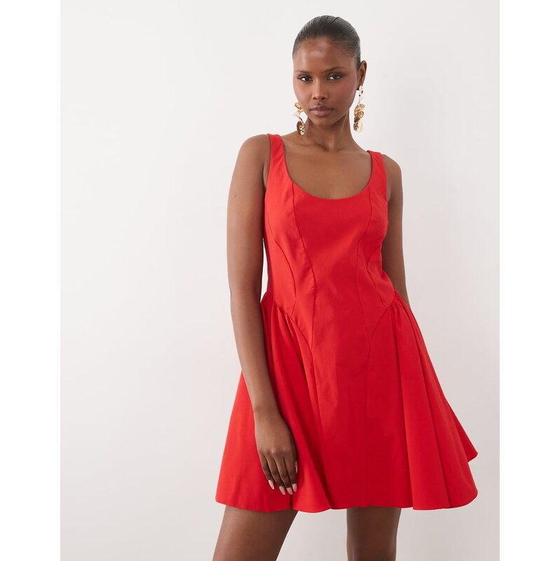 ASOS DESIGN scoop neck bengaline structured flippy mini dress in