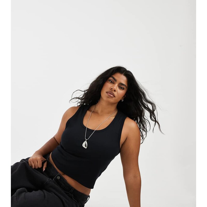 ASOS Curve ASOS DESIGN Curve thick binding detail ribbed scoop neck 115715813