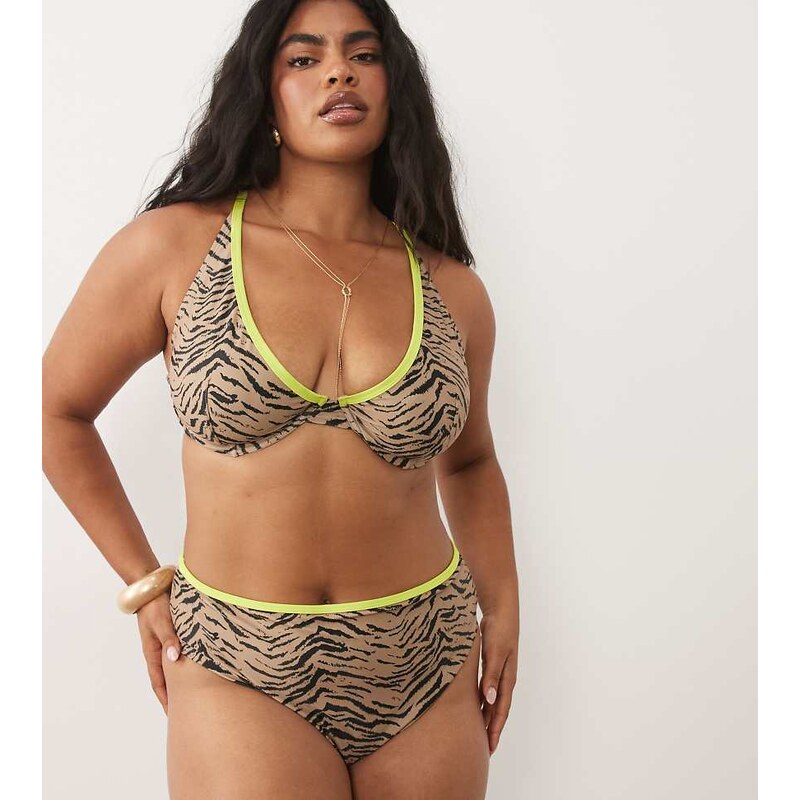 ASOS Curve ASOS DESIGN Curve Zaria high leg high waist bikini bottom 115715814