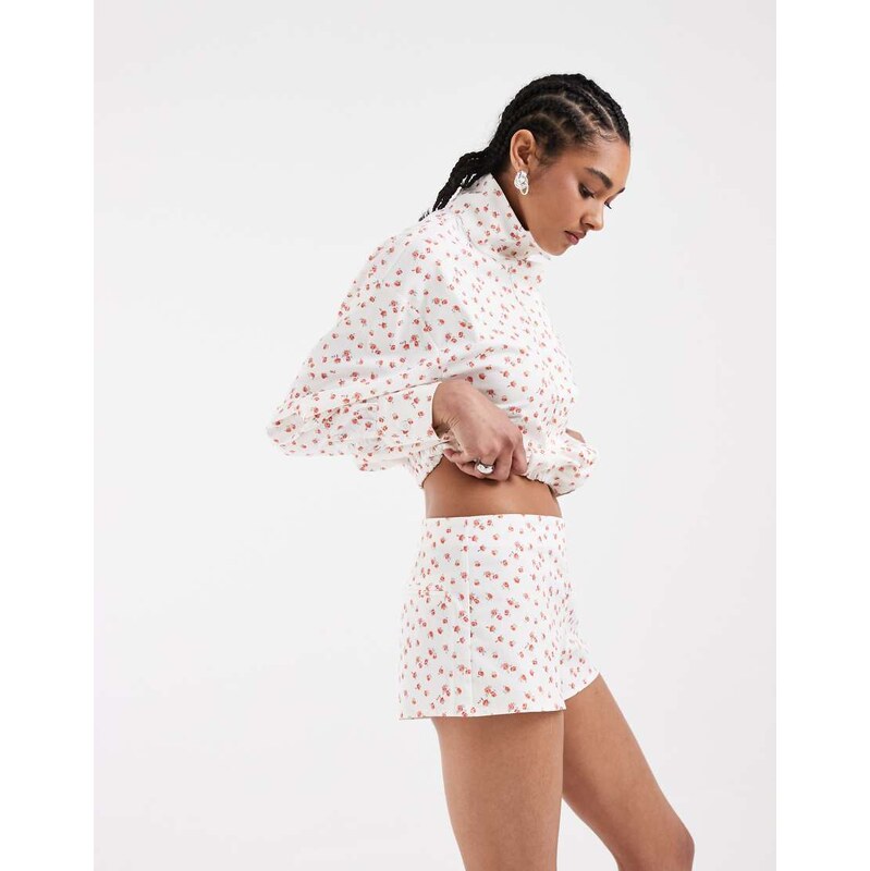 ASOS DESIGN micro shorts co ord in ditsy print-Multi