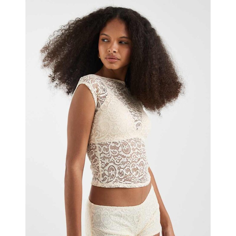 Motel Nova lace top in ivory-White