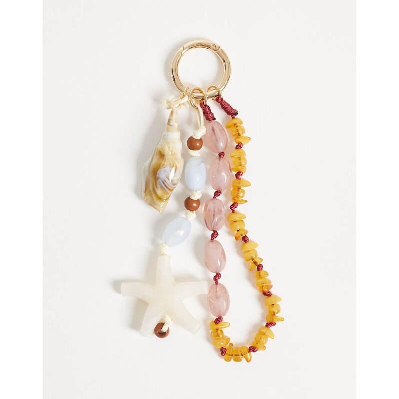 ASOS DESIGN summer shell bag charm with starfish-Multi 115715932