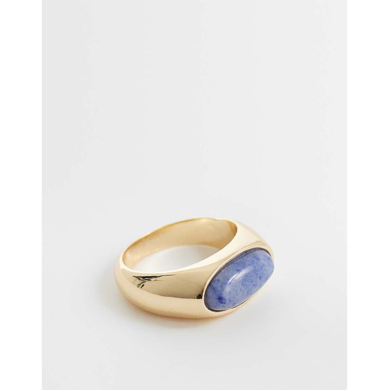ASOS DESIGN ASPS DESIGN ring with real semi-precious blue stone 115715951