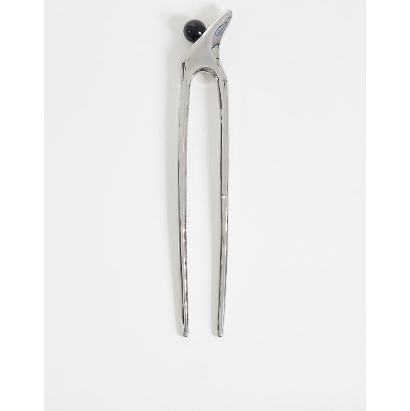 ASOS DESIGN metal hair pin with abstract design in silver tone 115715961