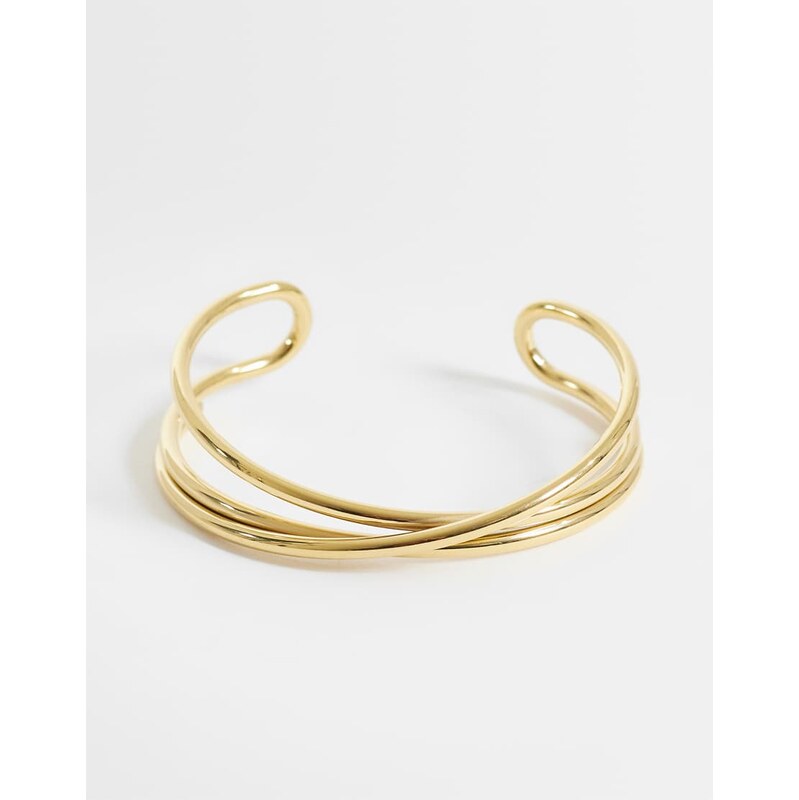 ASOS DESIGN waterproof stainless steel cuff bracelet with cross-over 115715962