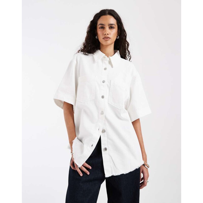 & Other Stories short sleeved denim shirt in white