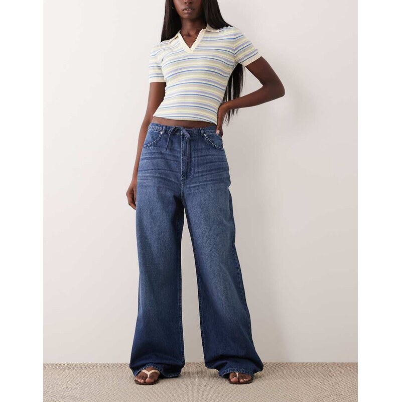 ASOS DESIGN drapey low rise jeans in-Blue 115716009