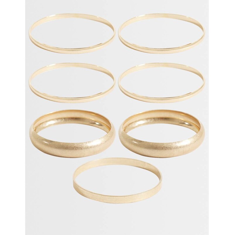 ASOS DESIGN multi pack of gold tone and brushed gold tone bangles 115716020