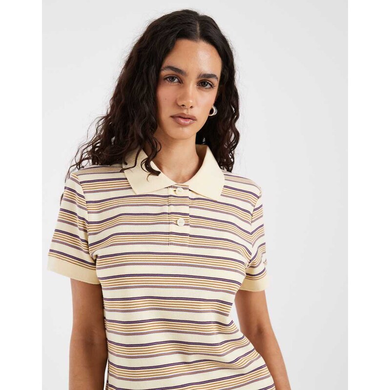 & Other Stories button down collar t-shirt in light lemon stripe 115716034