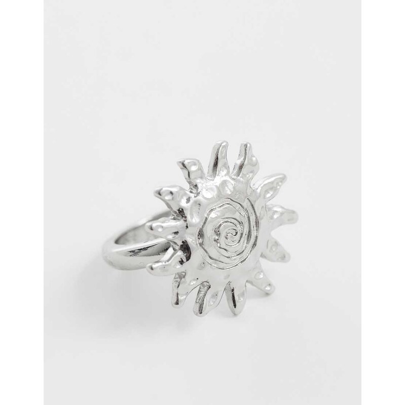 ASOS DESIGN ring with sun design in silver tone
