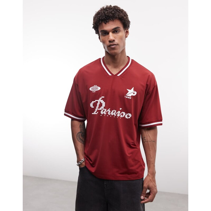 ASOS DESIGN oversized t-shirt with football graphic in red sport