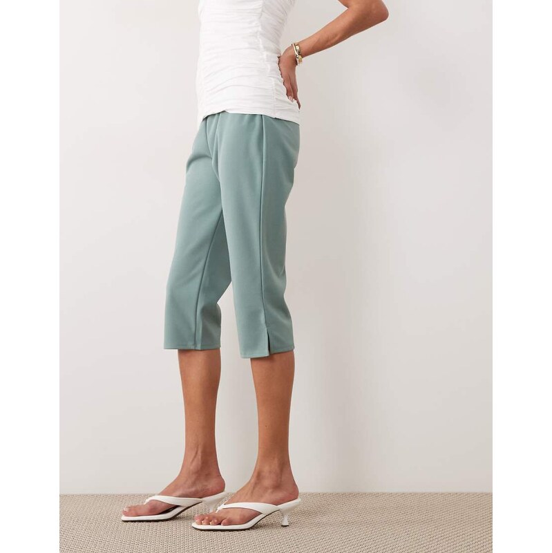 ASOS DESIGN capri trousers with side split in duck egg-Blue 115716114
