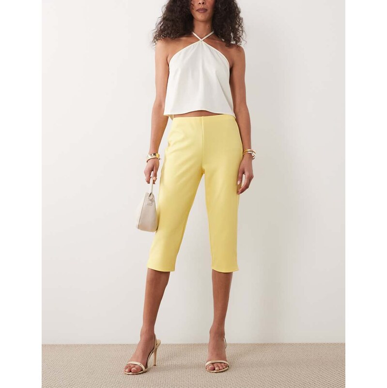 ASOS DESIGN capri trousers with side split in yellow