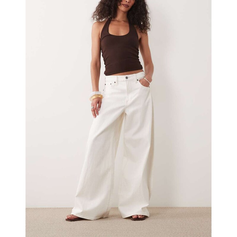 Abercrombie & Fitch lightweight denim high rise ultra wide trousers in 115716150