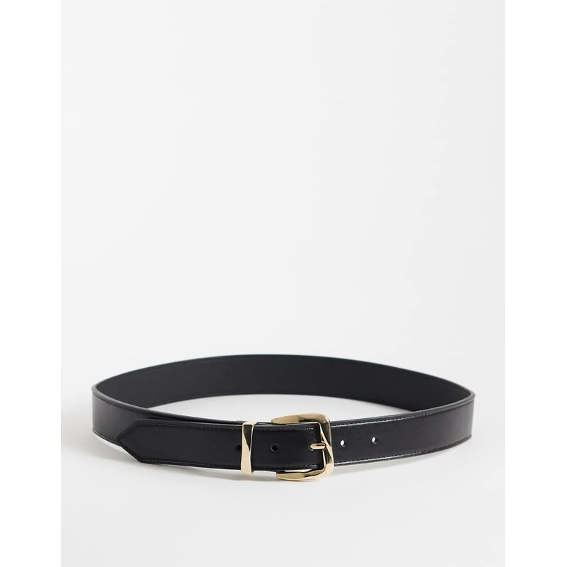 Mango faux leather belt in black 115716179