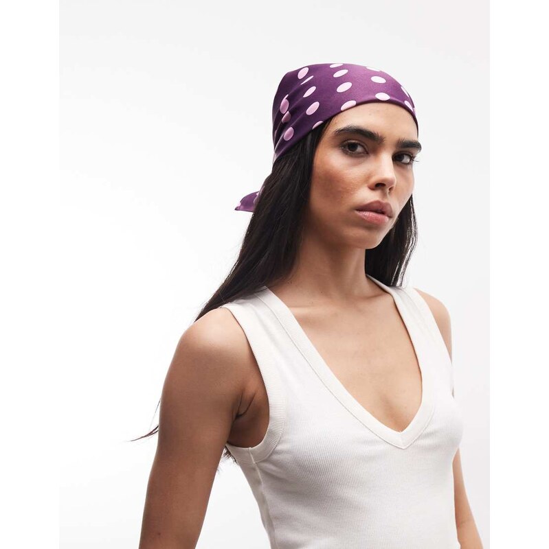 Reclaimed Vintage polka dot satin head scarf-Multi