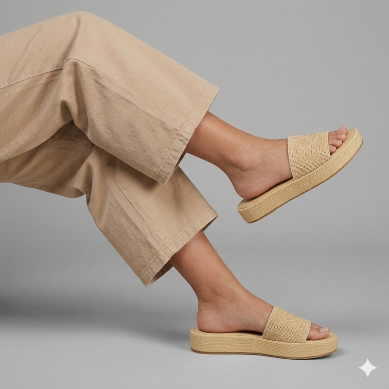 Guess textured raffia sandal NUDE SAND