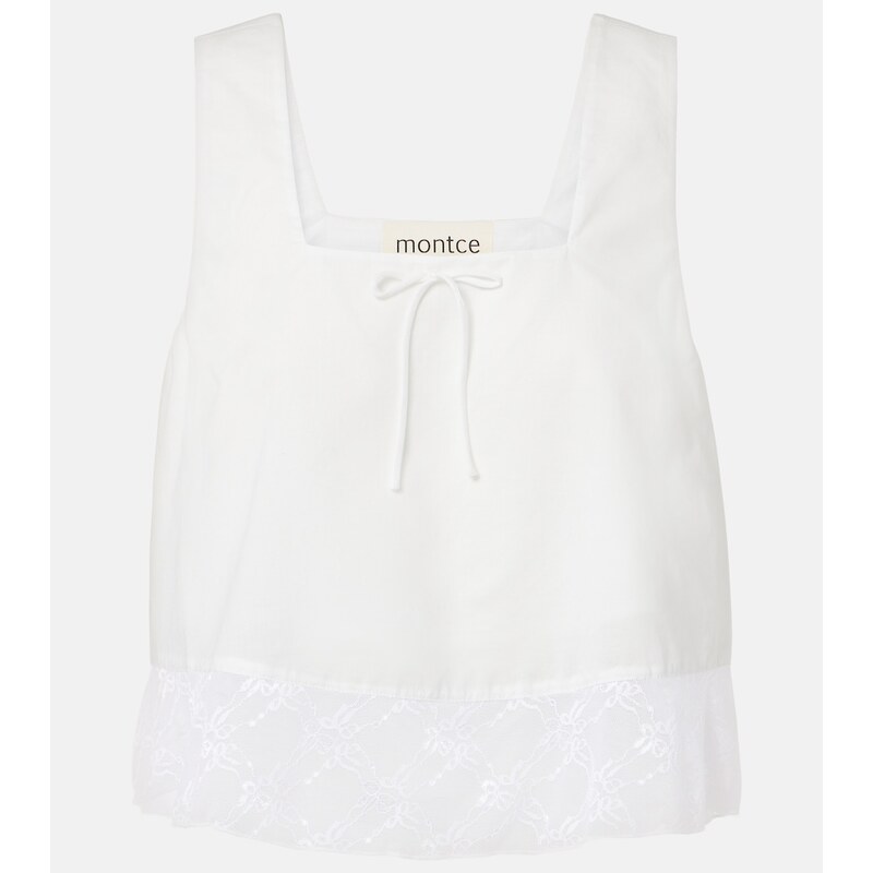 Montce Lace-trimmed cotton crop top
