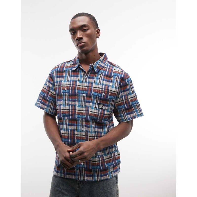 Santa Cruz milo short sleeve check shirt in multi
