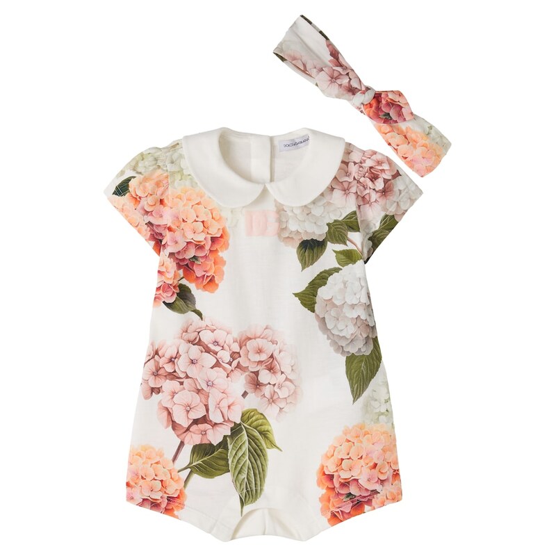 Dolce&Gabbana Kids Baby floral cotton bodysuit and headband set