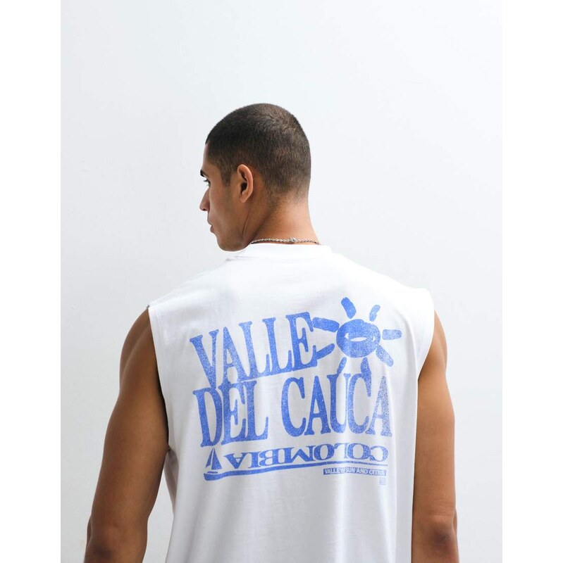 ASOS DESIGN oversized tank with text graphic in white