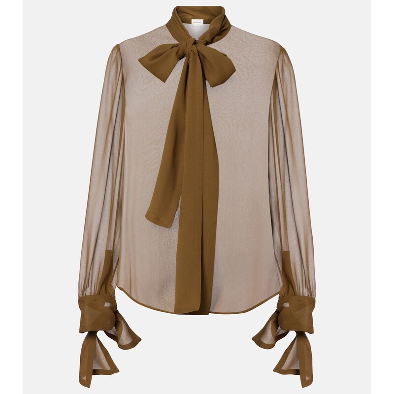 Saint Laurent Tie-neck silk blouse