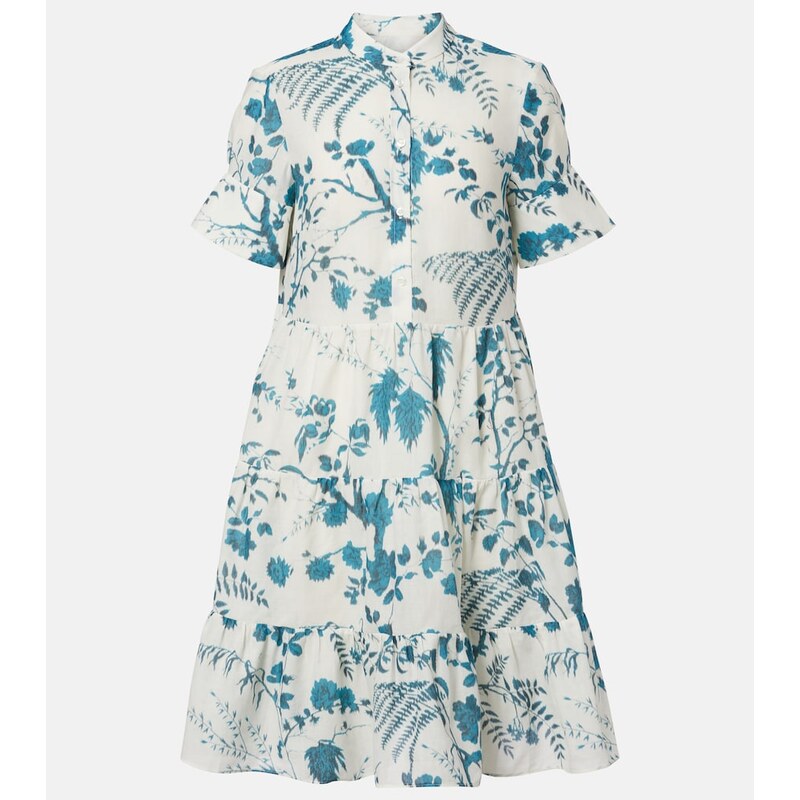 Erdem Floral tiered cotton and linen minidress