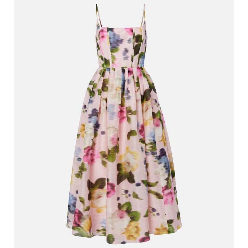 Carolina Herrera Floral linen and silk midi dress